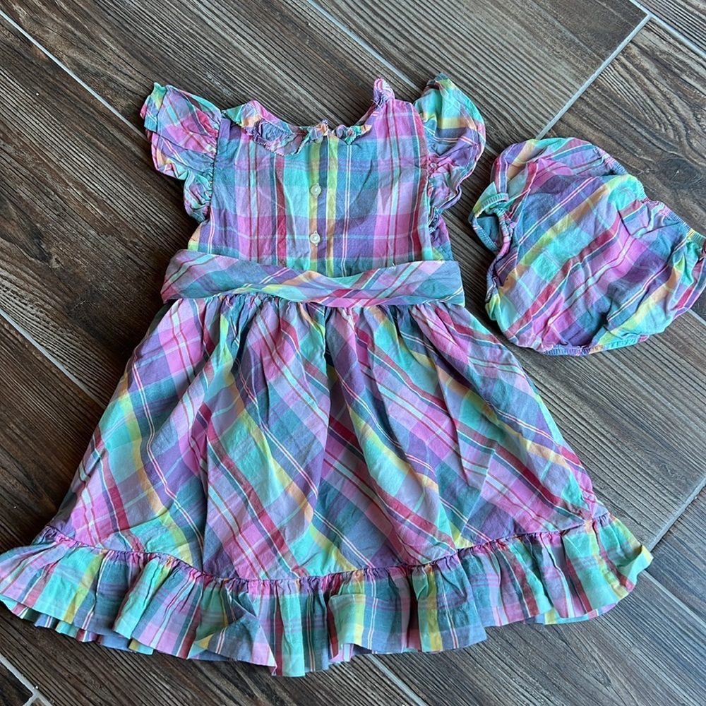 Ralph Lauren size 24 months plaid dress with matching diaper cover - Picture 3 of 3